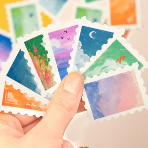 Post stamp sticker set